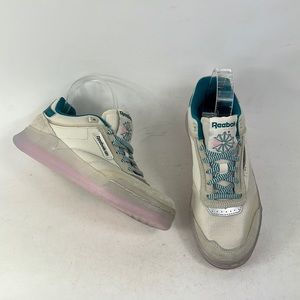 New Reebok minimalist tan teal pink classic leather low top sneakers size 7